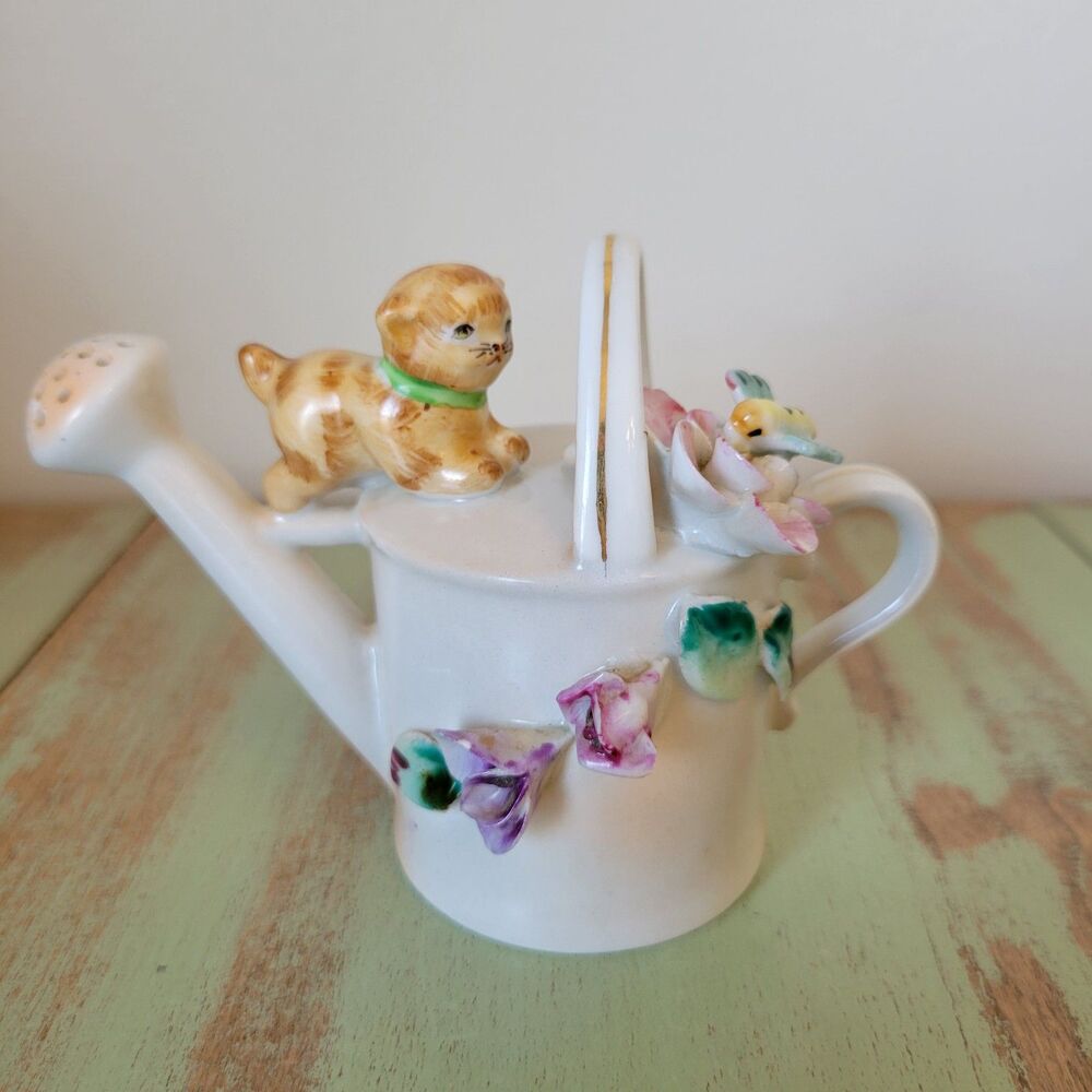 Vintage UCAGCO Kitten Watering Can Planter • Japan